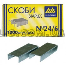 Скобы металлические №24/6 1000шт до 30л BuroMax